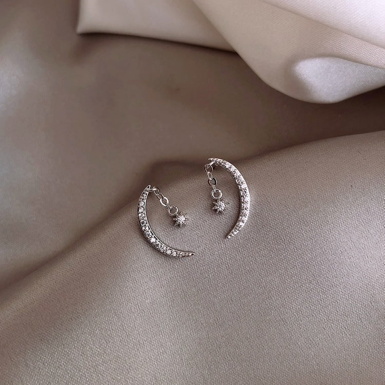 Zircon Moon Xingyue Earrings – Elegant Dangle Jewelry for Women | AlinKriti hz4es6-6w