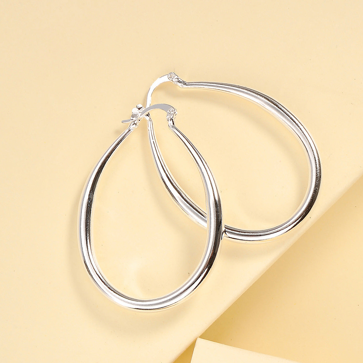 Geometric Oval Earrings – Electroplated Metal Imitation Jewelry for Women | AlinKriti hz4es6-6w