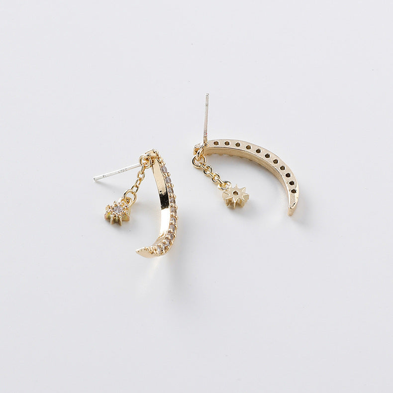 Zircon Moon Xingyue Earrings – Elegant Dangle Jewelry for Women | AlinKriti hz4es6-6w