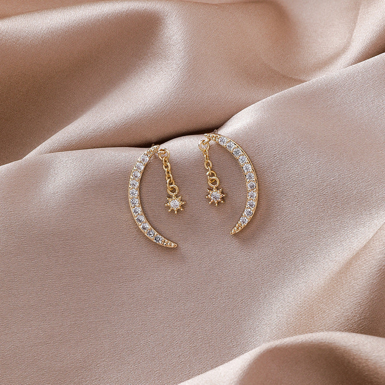 Zircon Moon Xingyue Earrings – Elegant Dangle Jewelry for Women | AlinKriti hz4es6-6w