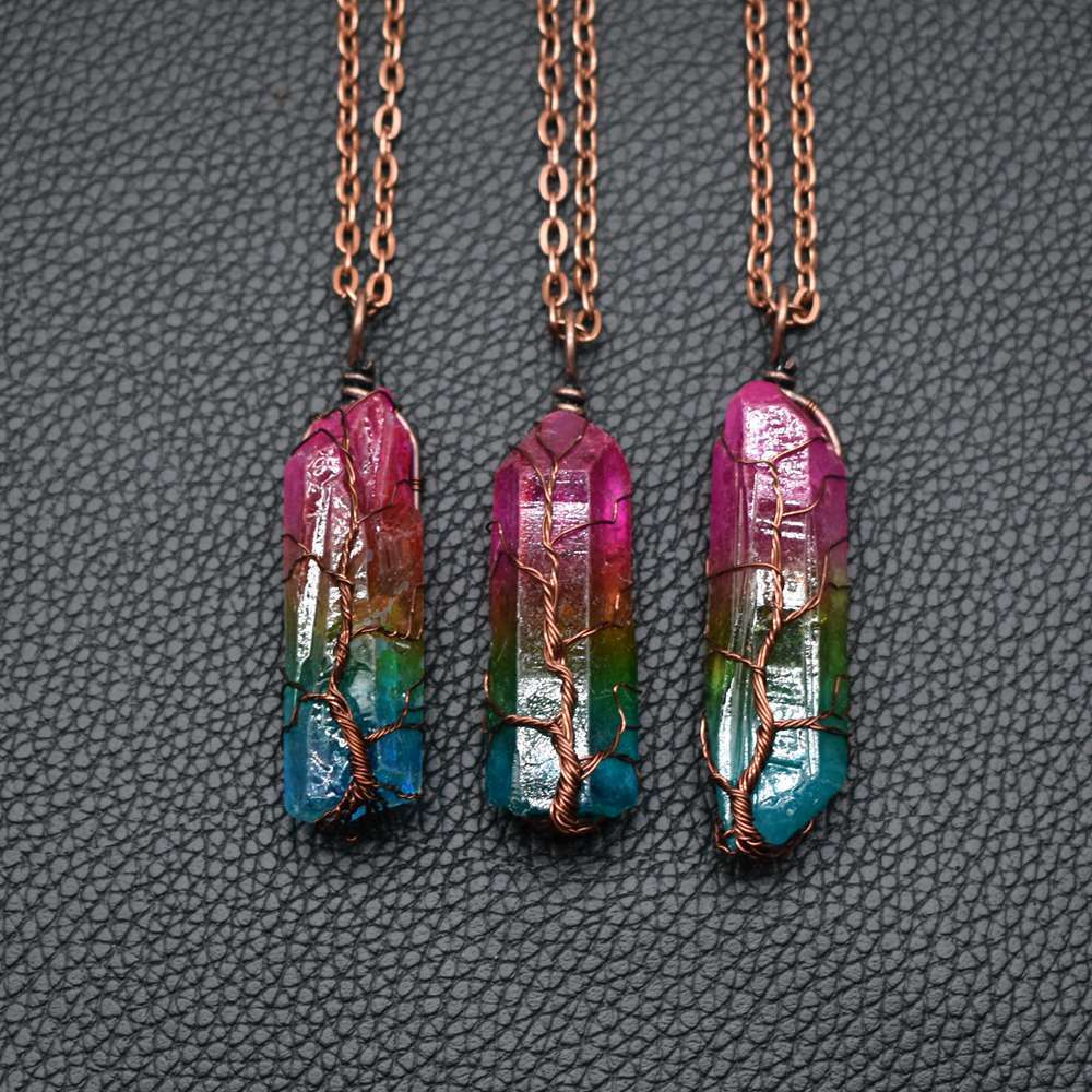 Tree of Life Crystal Pendant Necklace | Healing Boho Jewelry | AlinKriti hz4es6-6w