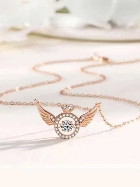 Rose Gold Angel Wings Necklace | Romantic Pendant Chain for Women | AlinKriti hz4es6-6w