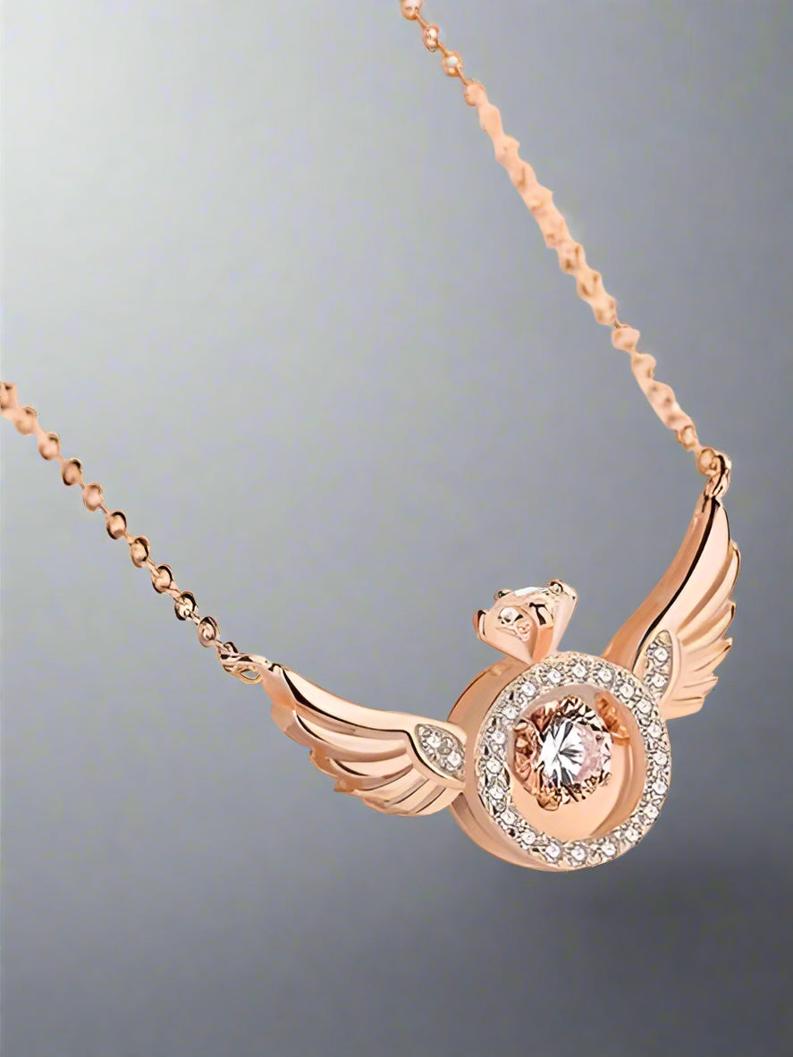 Rose Gold Angel Wings Necklace | Romantic Pendant Chain for Women | AlinKriti hz4es6-6w