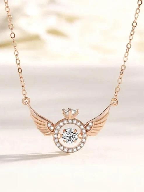 Rose Gold Angel Wings Necklace | Romantic Pendant Chain for Women | AlinKriti hz4es6-6w