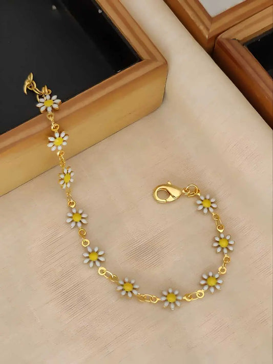 Floral Charm Gold-Tone Bracelet | Elegant Jewelry for Women | AlinKriti hz4es6-6w