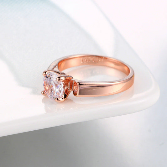 Elegant Micro-Inlaid Zircon Wedding Ring – Rose Gold Plated | AlinKriti hz4es6-6w
