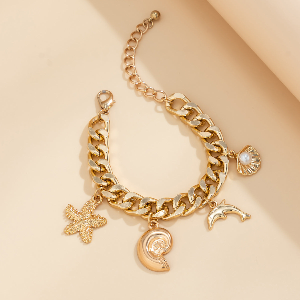 Boho Conch Dolphin Starfish Pendant Necklace & Bracelet Set – Trendy Vintage Jewelry for Women | AlinKriti hz4es6-6w