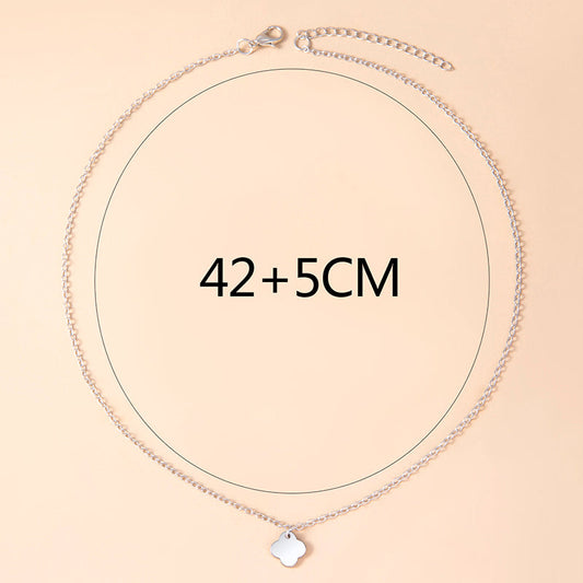 Fashion Silver Four-leaf Clover Necklace Stainless Steel Cloud Pendant Necklaces Chokers For Women Girls hz4es6-6w