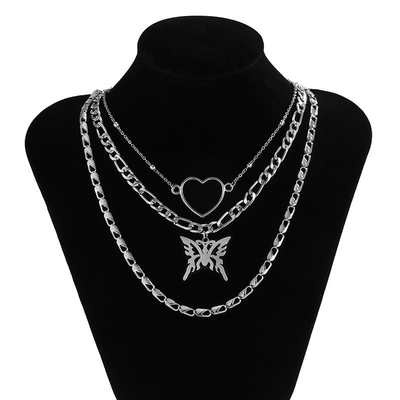 Multilayer Butterfly Pendant Necklace – Heart Chokers for Women | Fashion Jewelry | AlinKriti hz4es6-6w
