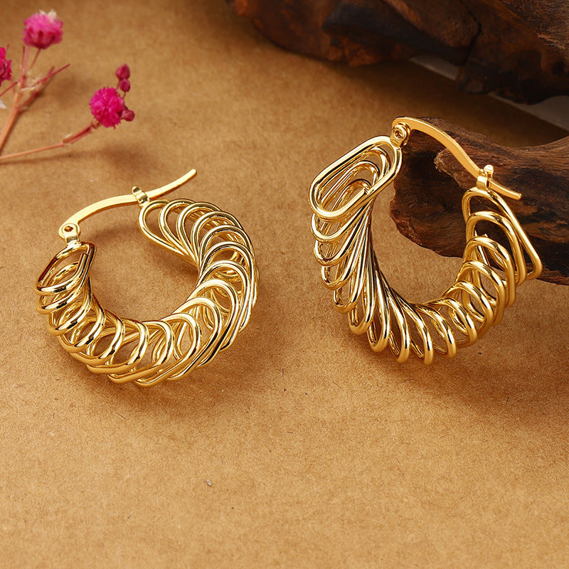 Elegant Clip-On Winding Earrings – Temperament Jewelry for Women | Gold & Silver | AlinKriti hz4es6-6w