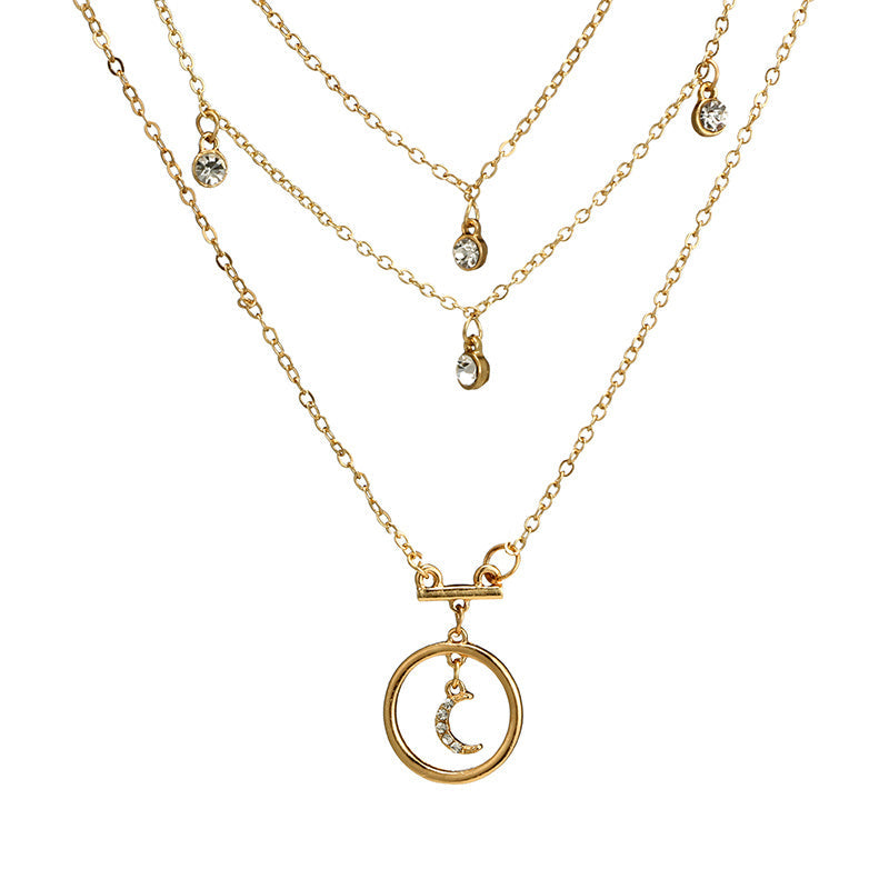 Tocona Bohemian Gold Moon Pendant Necklace – Multi Layer Choker for Women | AlinKriti hz4es6-6w
