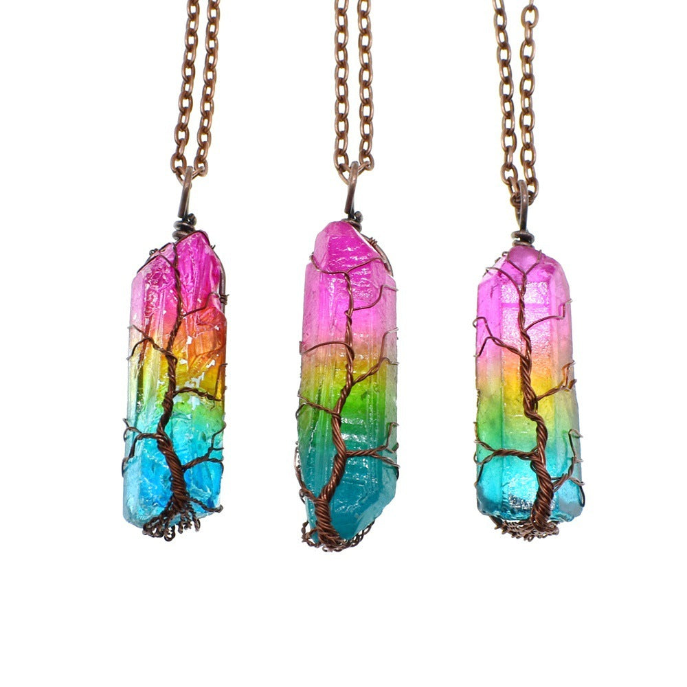 Tree of Life Crystal Pendant Necklace | Healing Boho Jewelry | AlinKriti hz4es6-6w
