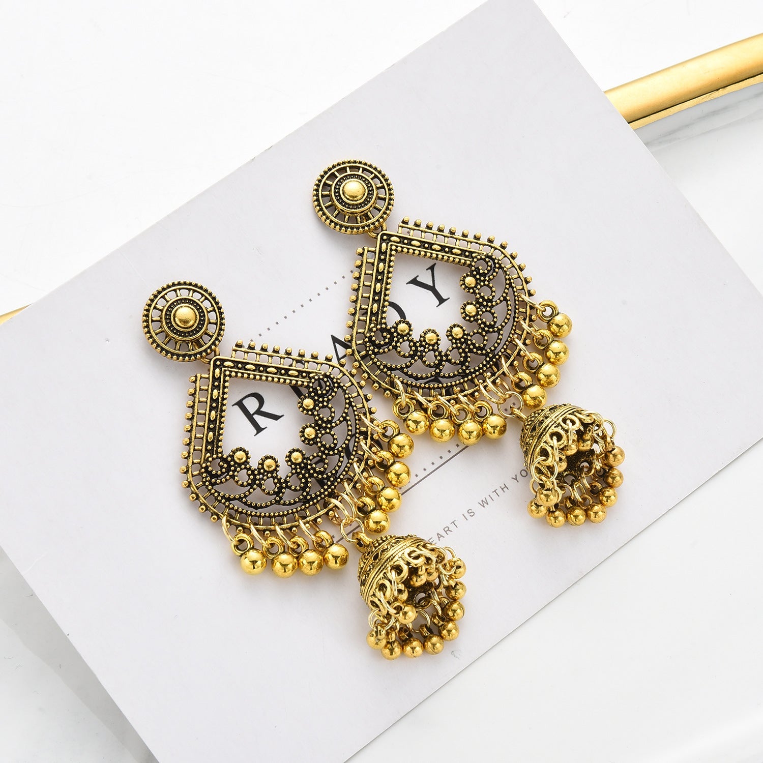 Bell Tassel Earrings – Vintage Ethnic Diamond Lens Jewelry for Women | AlinKriti hz4es6-6w