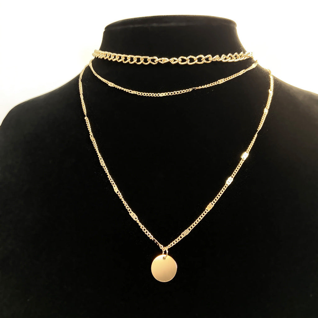 Multilayer Disc Pendant Necklace | Stylish Clavicle Chain for Women | AlinKriti hz4es6-6w