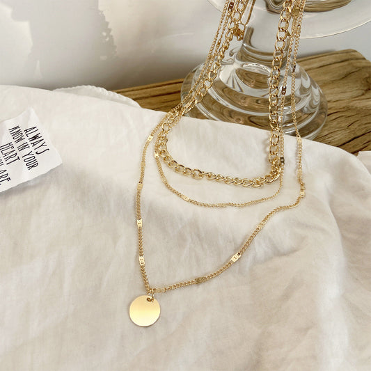Multilayer Disc Pendant Necklace | Stylish Clavicle Chain for Women | AlinKriti hz4es6-6w