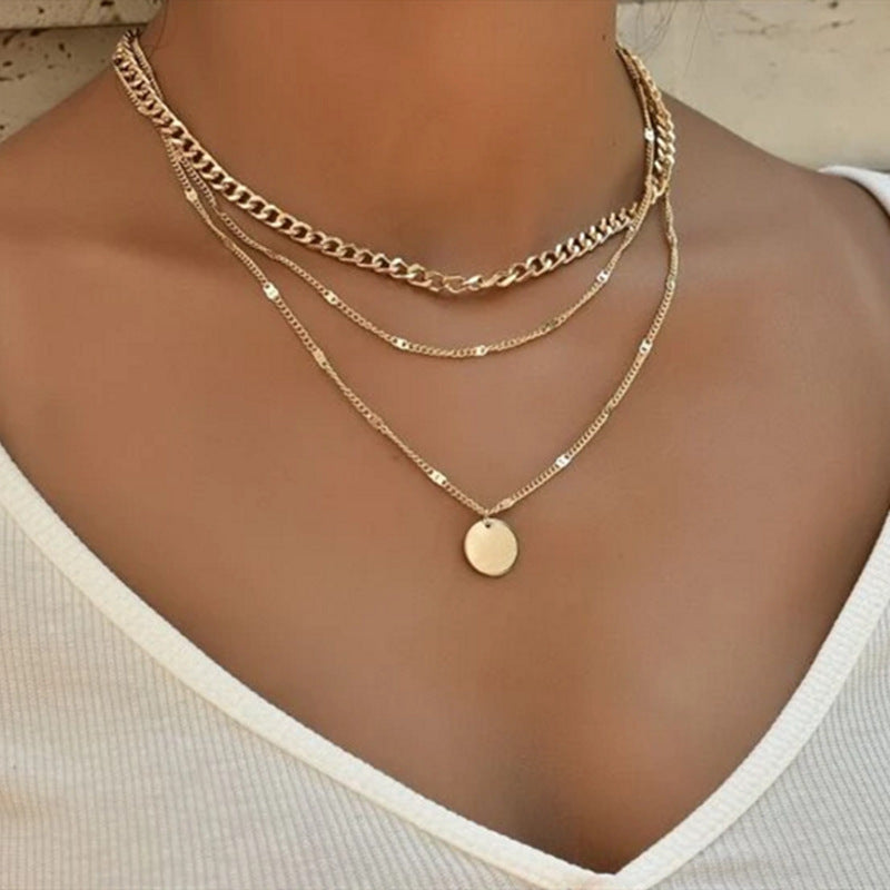 Multilayer Disc Pendant Necklace | Stylish Clavicle Chain for Women | AlinKriti hz4es6-6w