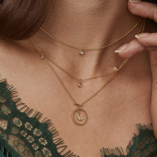 Tocona Bohemian Gold Moon Pendant Necklace – Multi Layer Choker for Women | AlinKriti hz4es6-6w