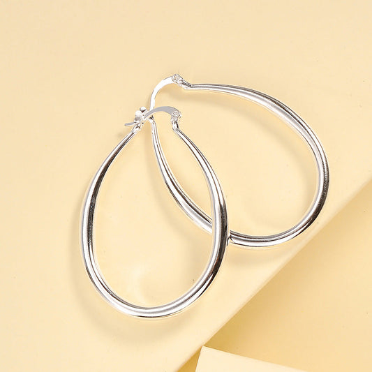 Geometric Oval Earrings – Electroplated Metal Imitation Jewelry for Women | AlinKriti hz4es6-6w