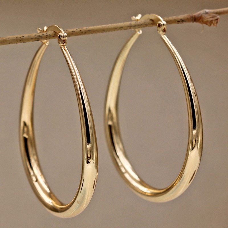 Geometric Oval Earrings – Electroplated Metal Imitation Jewelry for Women | AlinKriti hz4es6-6w
