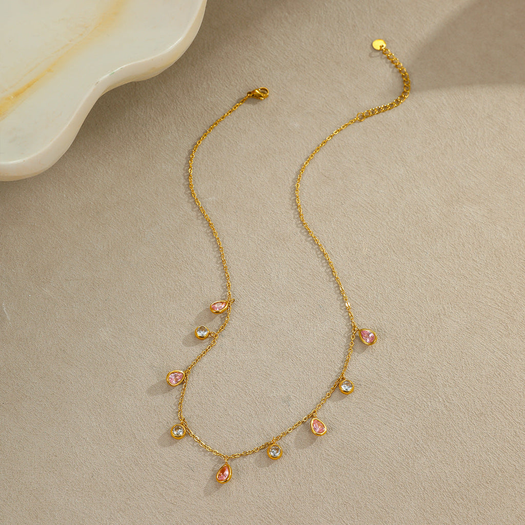 Multicolor Zircon Tassel Necklace | Crystal Pendant Jewelry for Women | AlinKriti hz4es6-6w