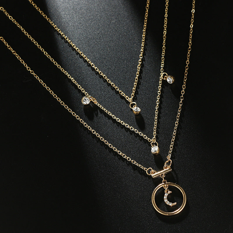 Tocona Bohemian Gold Moon Pendant Necklace – Multi Layer Choker for Women | AlinKriti hz4es6-6w