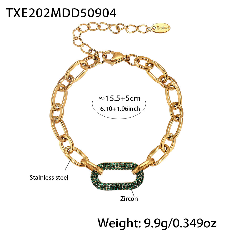 Titanium Steel Jewelry Stainless Steel Micro-pave Zircon Clavicle Necklace And Bracelet