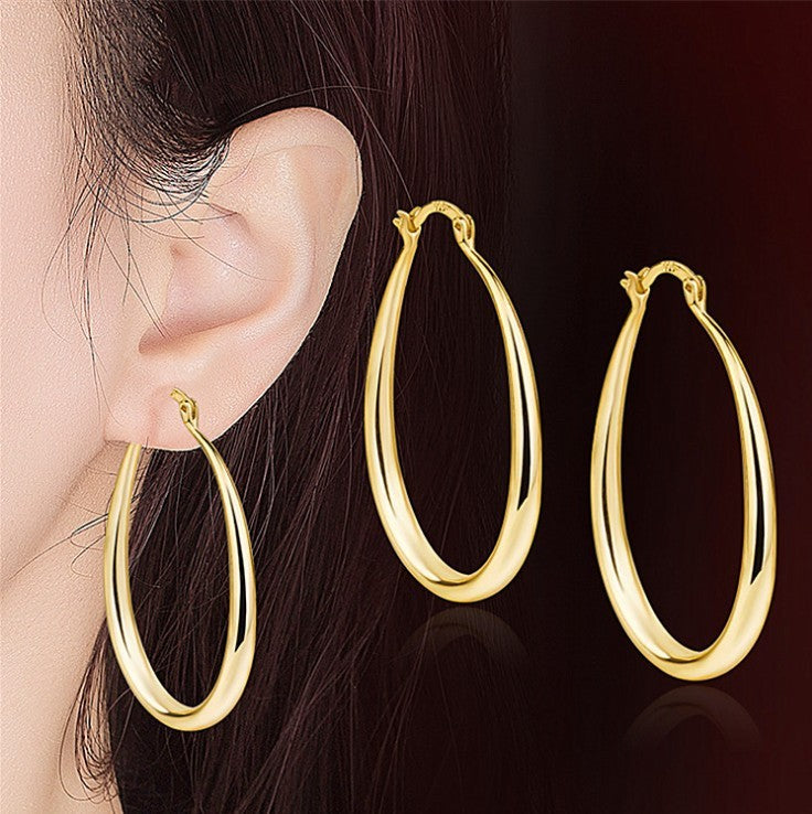 Geometric Oval Earrings – Electroplated Metal Imitation Jewelry for Women | AlinKriti hz4es6-6w