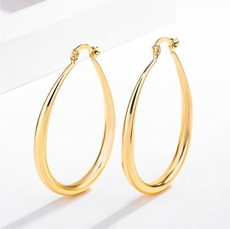 Geometric Oval Earrings – Electroplated Metal Imitation Jewelry for Women | AlinKriti hz4es6-6w