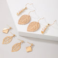 Textured Vintage Golden Leaf Earring Earring Set hz4es6-6w