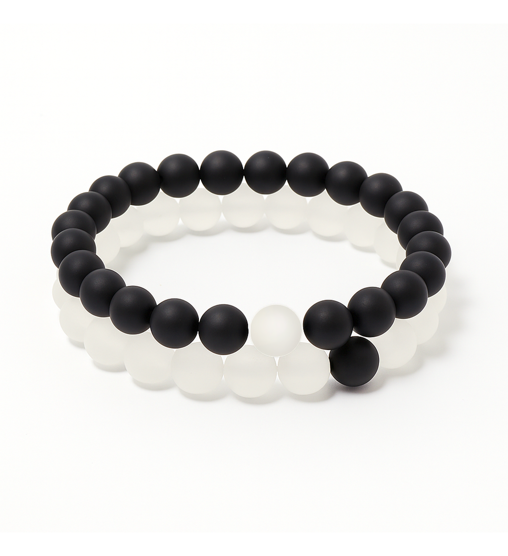 Black & White Beaded Bracelet | Minimalist Unisex Fashion Jewelry | AlinKriti hz4es6-6w