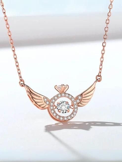 Rose Gold Angel Wings Necklace | Romantic Pendant Chain for Women | AlinKriti hz4es6-6w