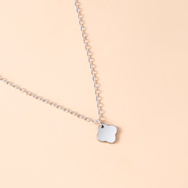 Fashion Silver Four-leaf Clover Necklace Stainless Steel Cloud Pendant Necklaces Chokers For Women Girls hz4es6-6w