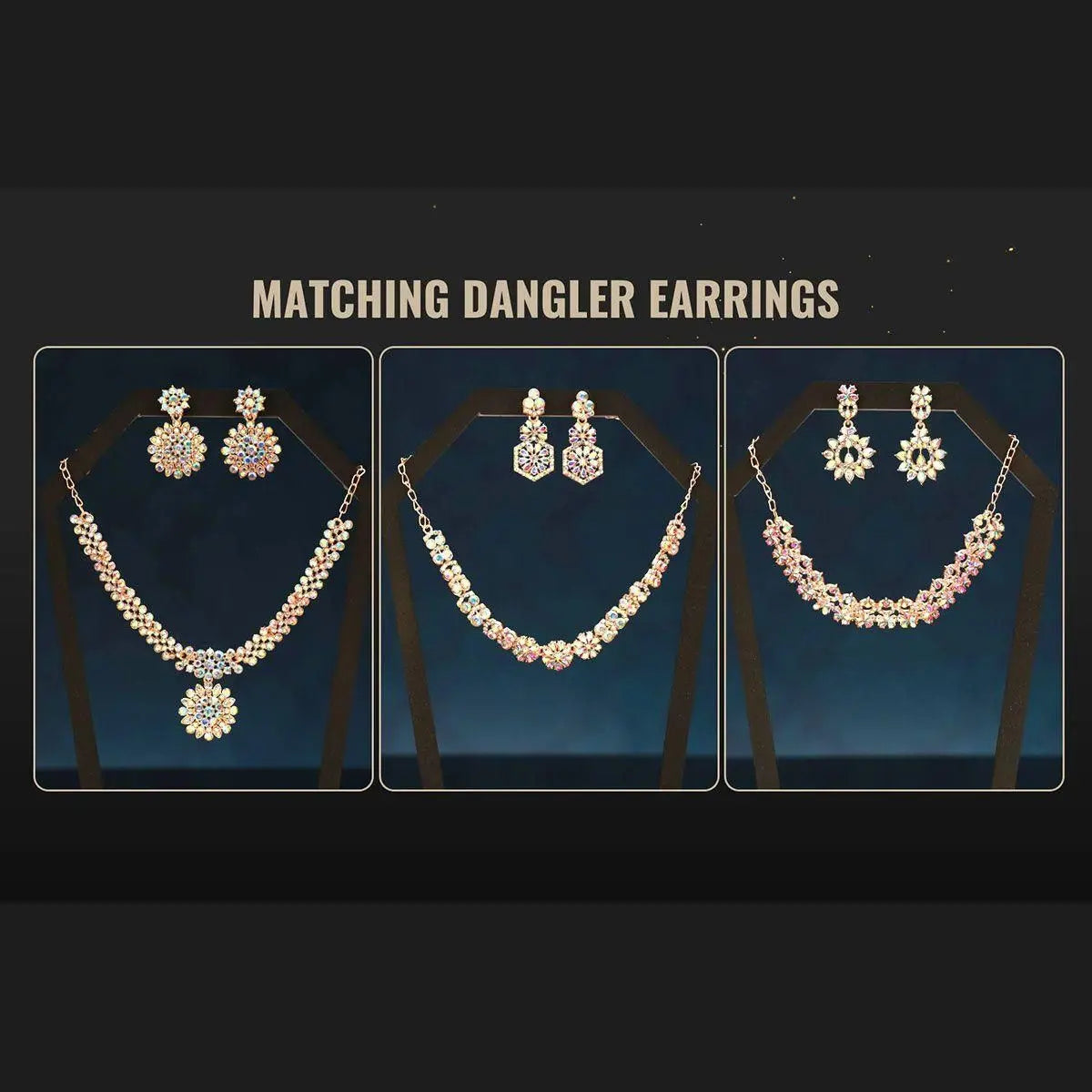 Stunning gold-plated Austrian Diamond Jewellery Set with a sparkling necklace, earrings, and ring for women by AlinKriti.