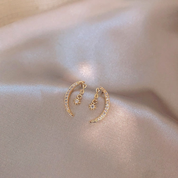 Zircon Moon Xingyue Earrings – Elegant Dangle Jewelry for Women | AlinKriti hz4es6-6w