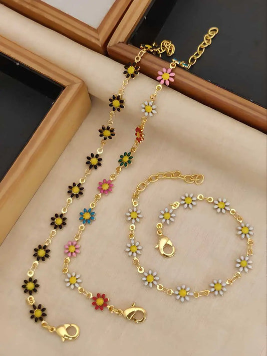 Floral Elegance Gold-Tone Bracelet | Delicate Jewelry for Women | AlinKriti hz4es6-6w