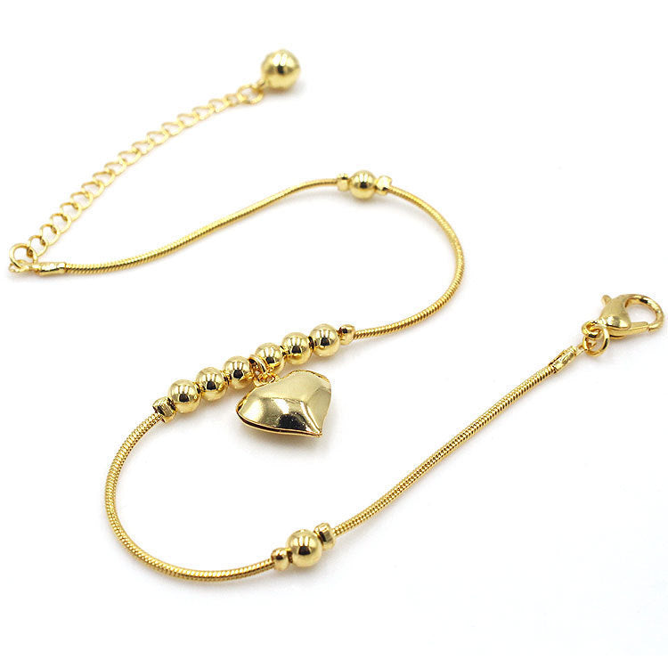 Gothic Gold Heart Pendant Anklet – Chunky Beaded Vintage Jewelry for Women | AlinKriti hz4es6-6w