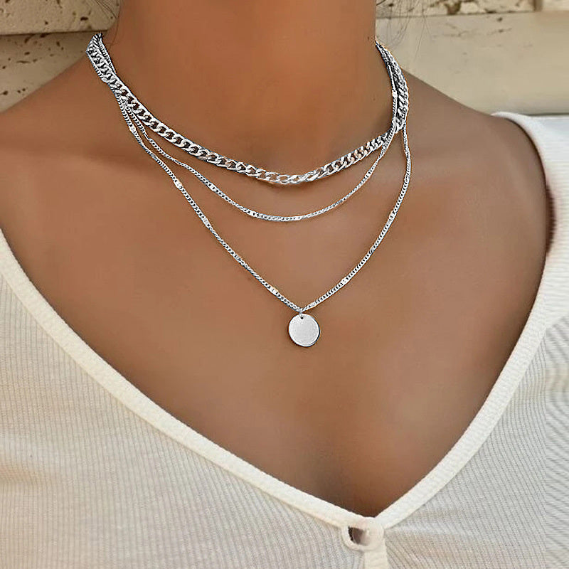 Multilayer Disc Pendant Necklace | Stylish Clavicle Chain for Women | AlinKriti hz4es6-6w