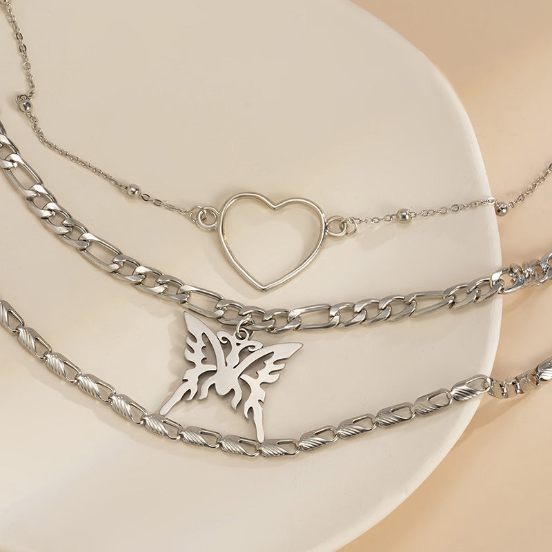 Multilayer Butterfly Pendant Necklace – Heart Chokers for Women | Fashion Jewelry | AlinKriti hz4es6-6w