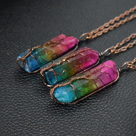 Tree of Life Crystal Pendant Necklace | Healing Boho Jewelry | AlinKriti hz4es6-6w