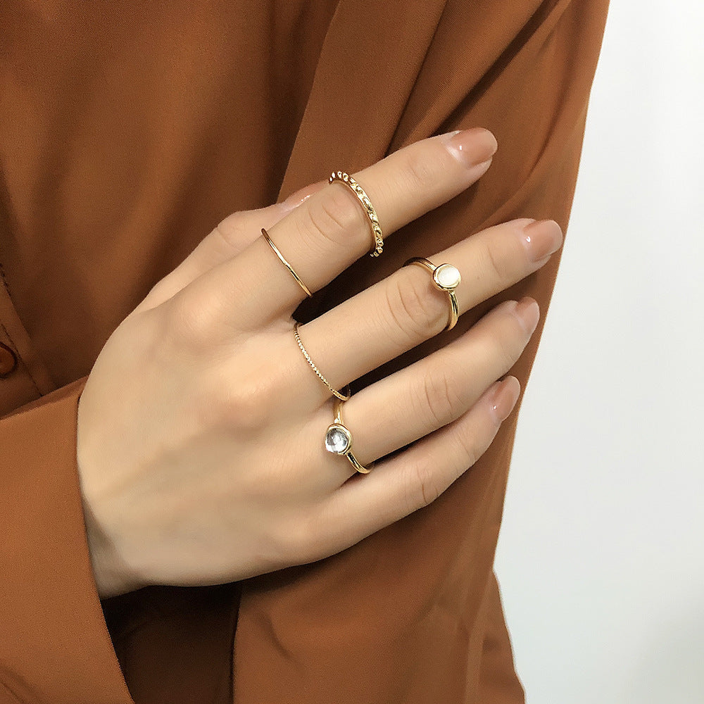 Colorful Stone Metallic Finger Rings – Joint Combination Rings for Women & Girls | Multi-Design Set | AlinKriti hz4es6-6w