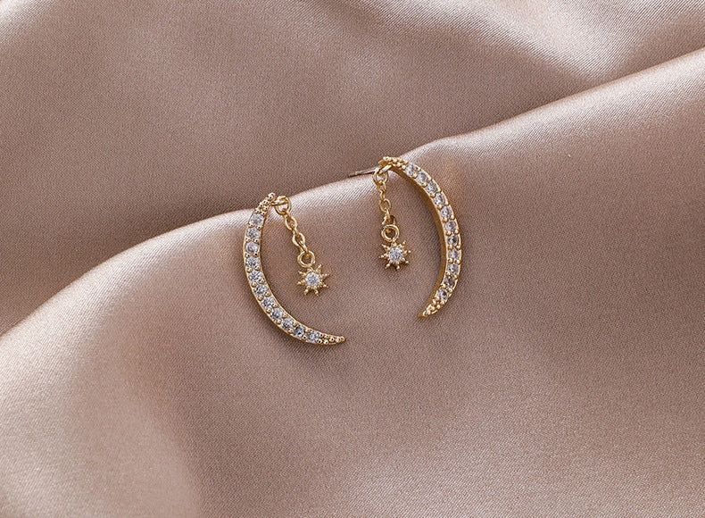 Zircon Moon Xingyue Earrings – Elegant Dangle Jewelry for Women | AlinKriti hz4es6-6w