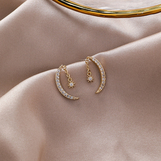 Zircon Moon Xingyue Earrings – Elegant Dangle Jewelry for Women | AlinKriti hz4es6-6w