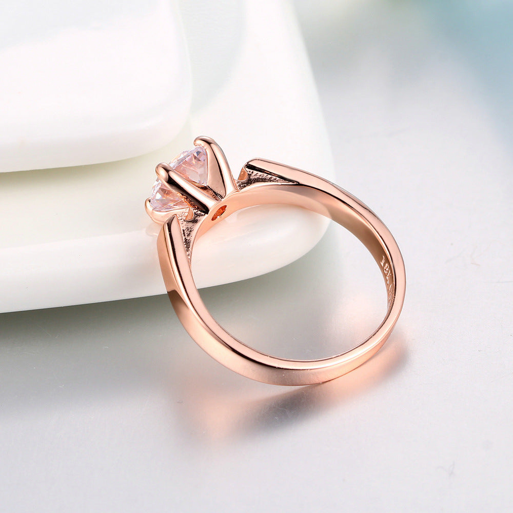 Elegant Micro-Inlaid Zircon Wedding Ring – Rose Gold Plated | AlinKriti hz4es6-6w