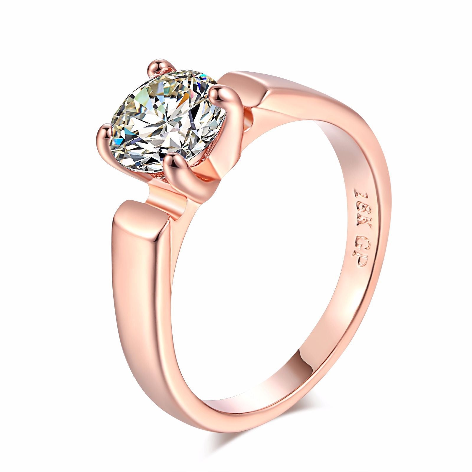 Elegant Micro-Inlaid Zircon Wedding Ring – Rose Gold Plated | AlinKriti hz4es6-6w
