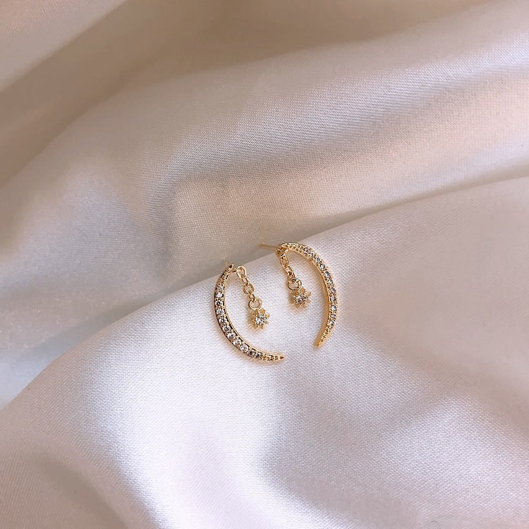 Zircon Moon Xingyue Earrings – Elegant Dangle Jewelry for Women | AlinKriti hz4es6-6w