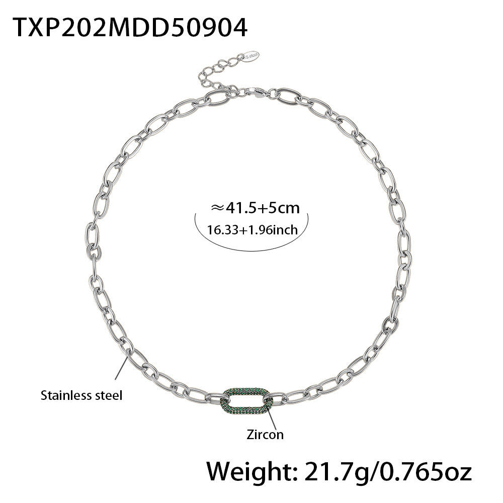 Titanium Steel Jewelry Stainless Steel Micro-pave Zircon Clavicle Necklace And Bracelet