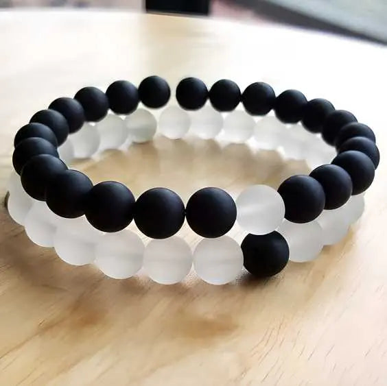 Black & White Beaded Bracelet | Minimalist Unisex Fashion Jewelry | AlinKriti hz4es6-6w