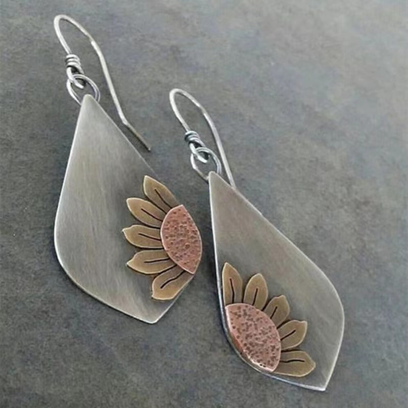 Hand Painted Sunflower Earrings – Drop Design for Women | AlinKriti hz4es6-6w