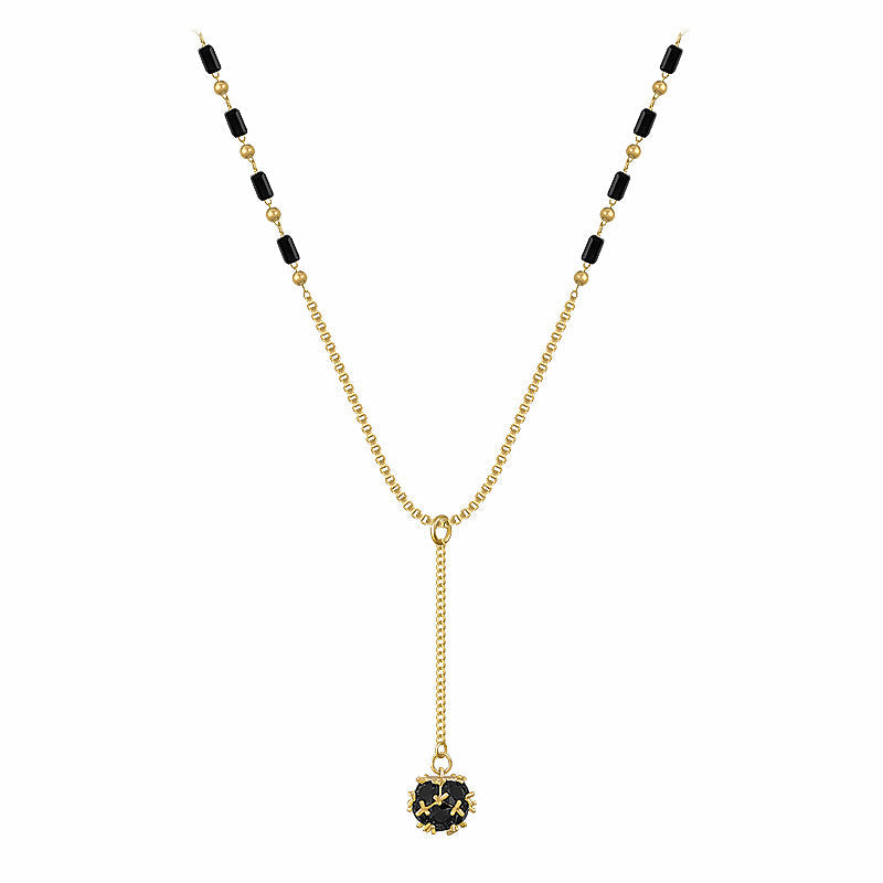 Rhinestone Black Crystal Pendant Necklace | Elegant Geometric Jewelry | AlinKriti hz4es6-6w