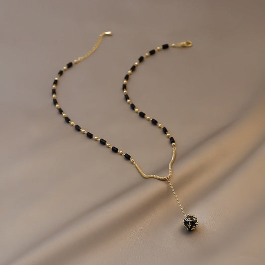 Rhinestone Black Crystal Pendant Necklace | Elegant Geometric Jewelry | AlinKriti hz4es6-6w